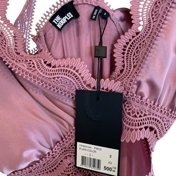 The Kooples Lace Silk Slip Dress Lilac Mauve FR 2 US 6 NWT Contemporary French - Picture 6 of 8
